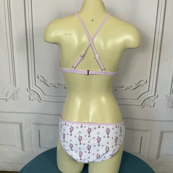 Undercurrent Juniors Size Large Triangle Top Bikini Seahorses & Stars Pastel - Picture 4 of 9